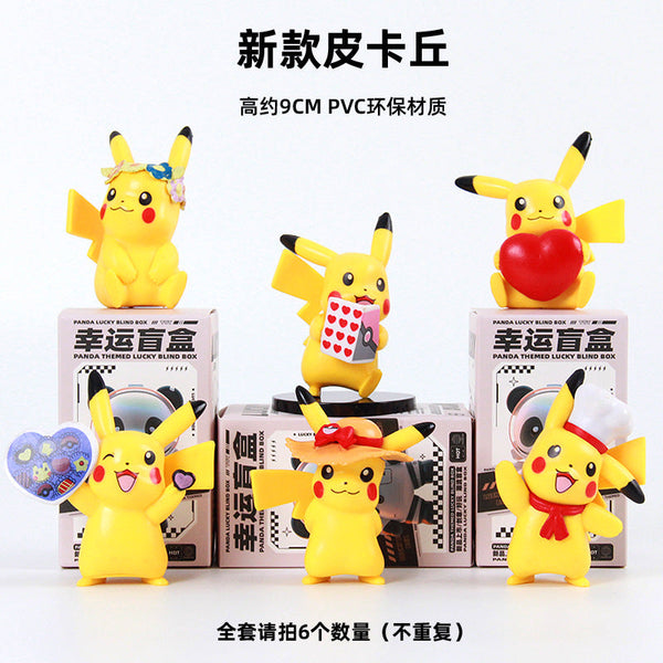 Pikachu mini figures in six expression designs, 9 cm PVC